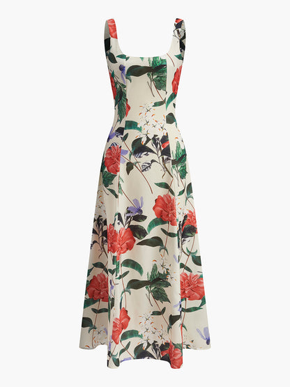 Casual V Neck Floral Zip Dress - Pexav