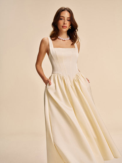 Feminine Ruffled V Neck Dress