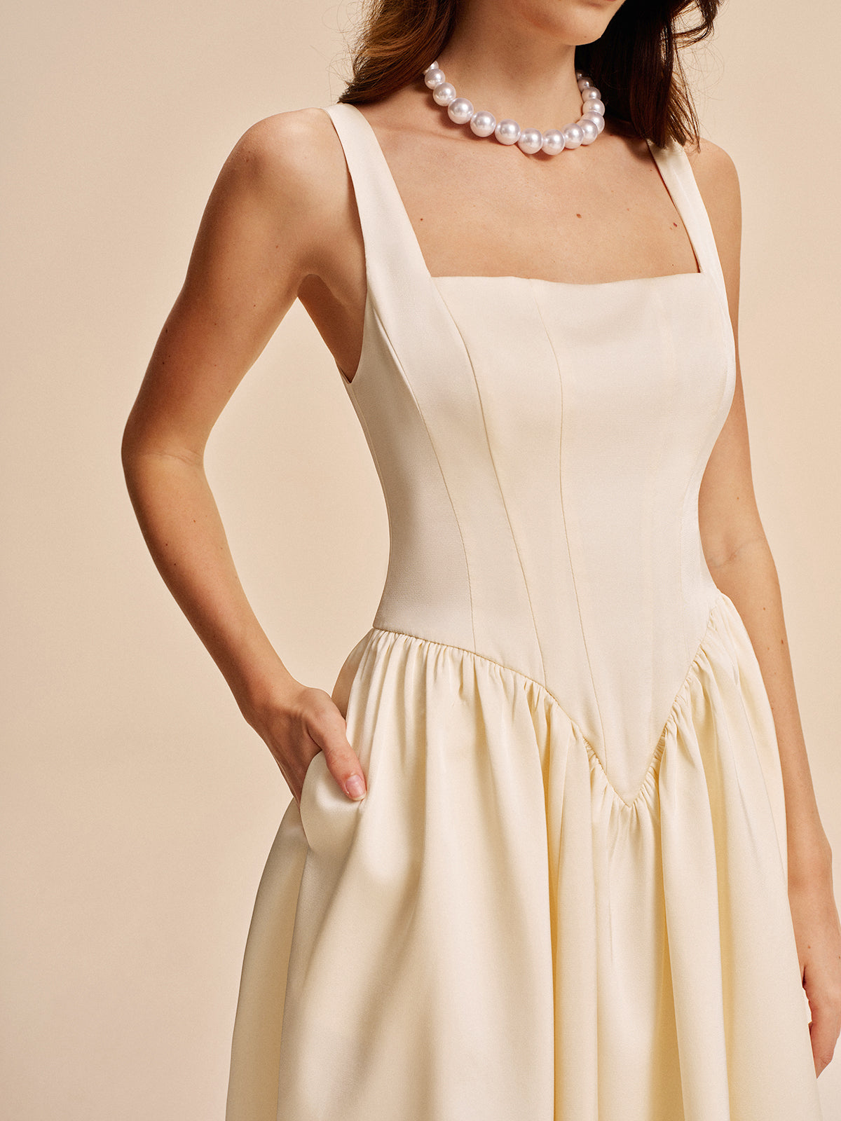 Feminine Ruffled V Neck Dress