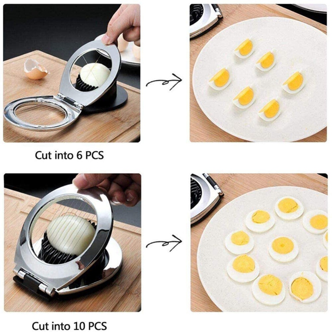 Stainless Steel Egg Slicer – 3 Cutting Styles for Quick Preparation!-Nora Luxe