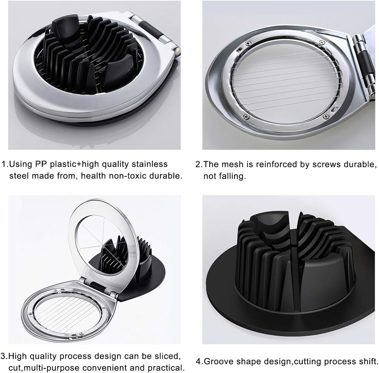 Stainless Steel Egg Slicer – 3 Cutting Styles for Quick Preparation!-Nora Luxe