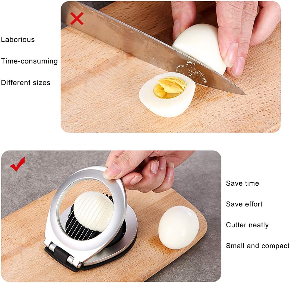 Stainless Steel Egg Slicer – 3 Cutting Styles for Quick Preparation!-Nora Luxe