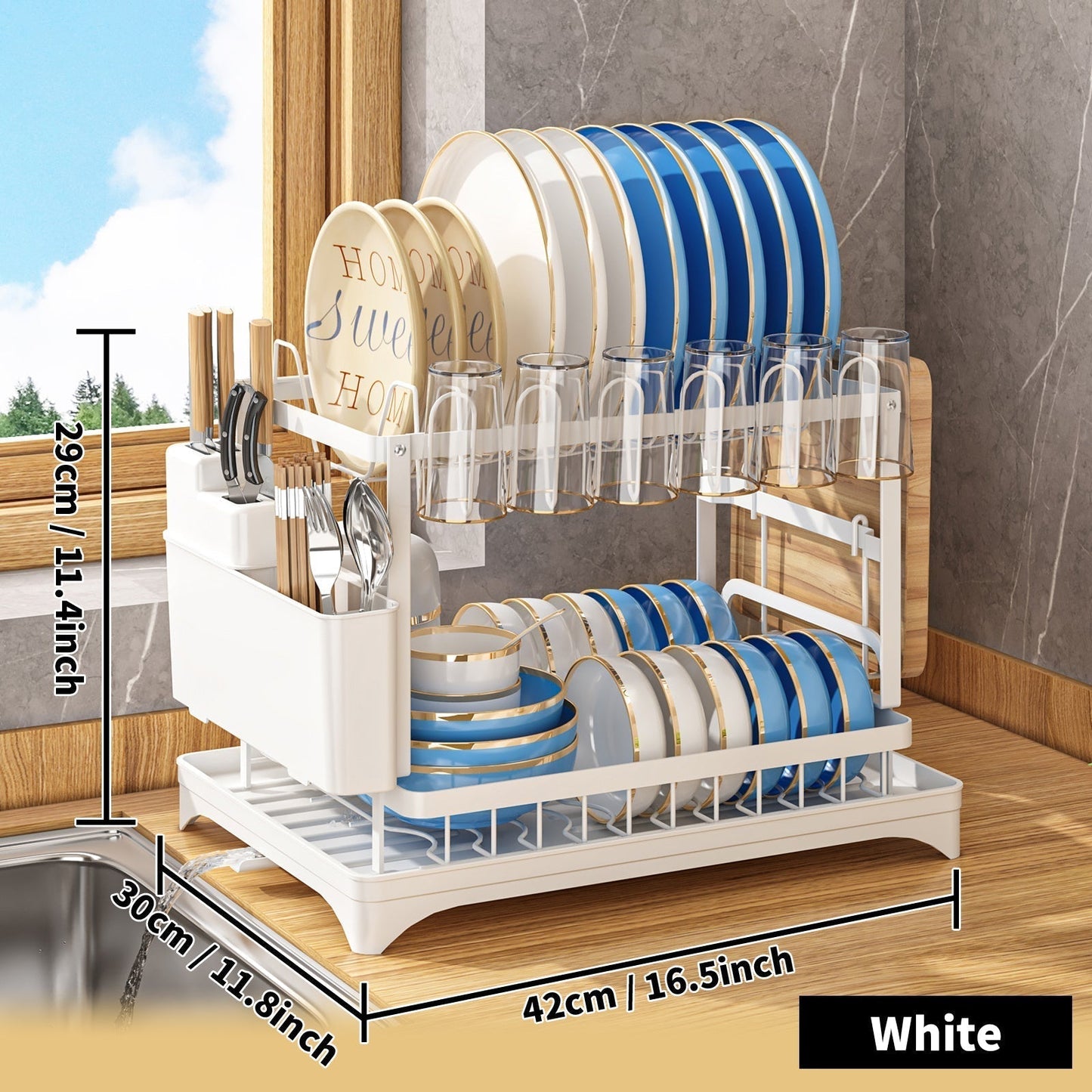 Stainless Steel Kitchen Drainer - Livano-White-Nora Luxe