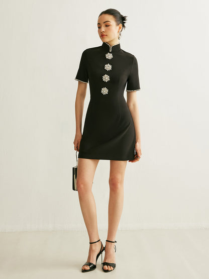 Elegant Beaded Neckline Party Dress