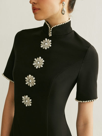 Elegant Beaded Neckline Party Dress