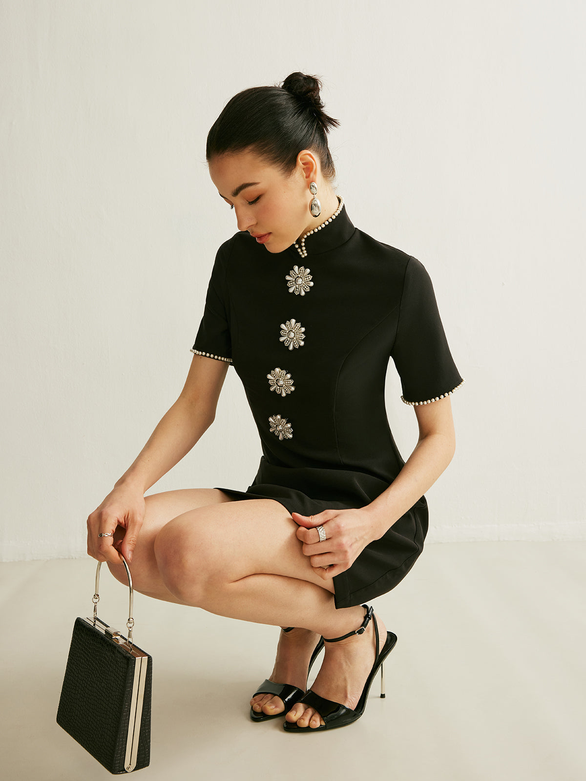 Elegant Beaded Neckline Party Dress