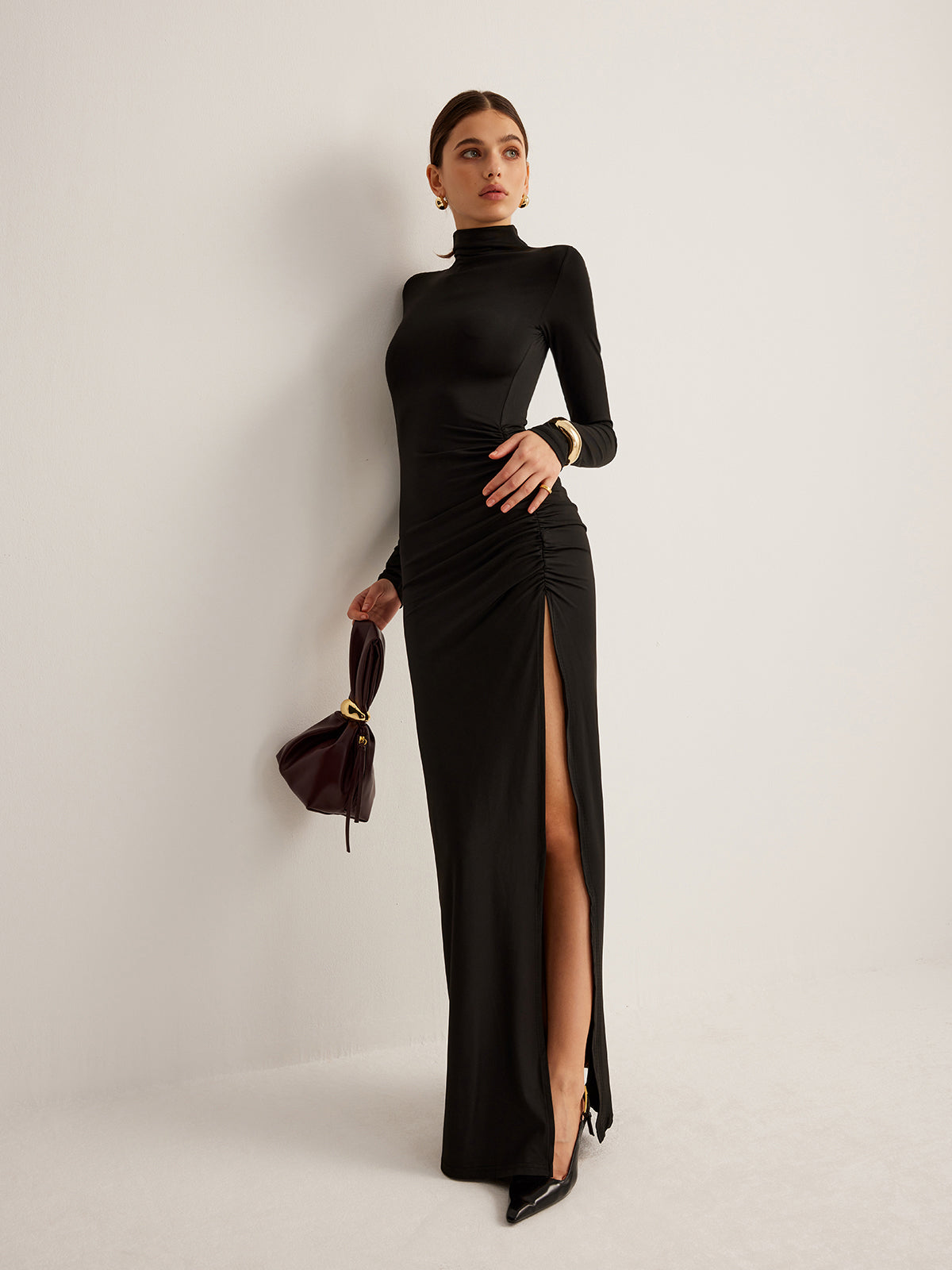 Classic V-Neck Flowy Maxi Dress