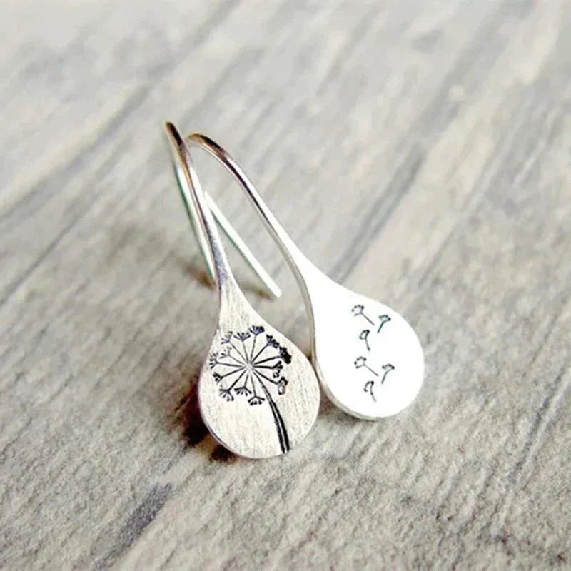 Delicate Silver Floral Drop Earrings