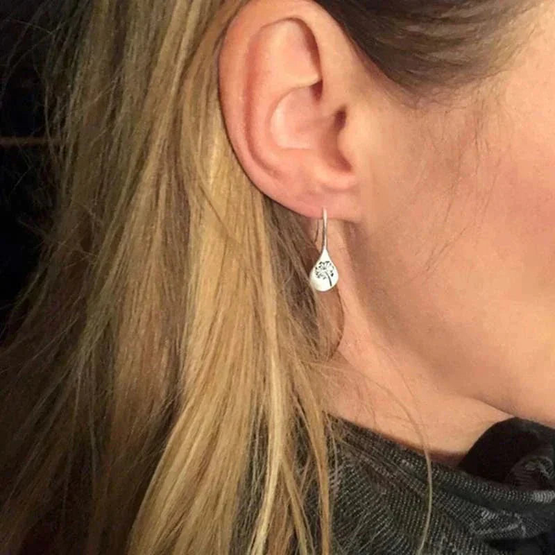 Delicate Silver Floral Drop Earrings