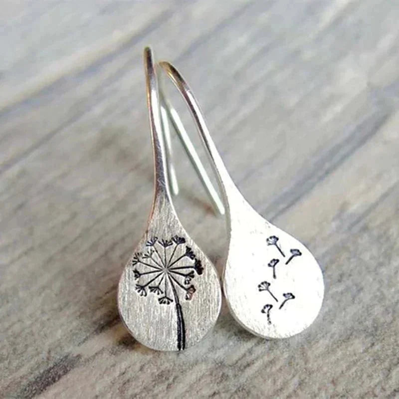 Delicate Silver Floral Drop Earrings - Olytrend
