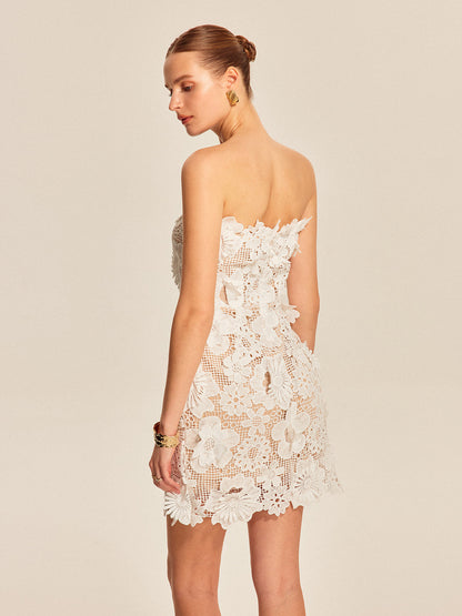 Sleeveless Floral Lace Evening Dress