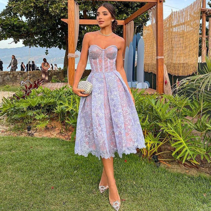 Sleeveless Fitted Waist Midi Dress - Luna - Pexav