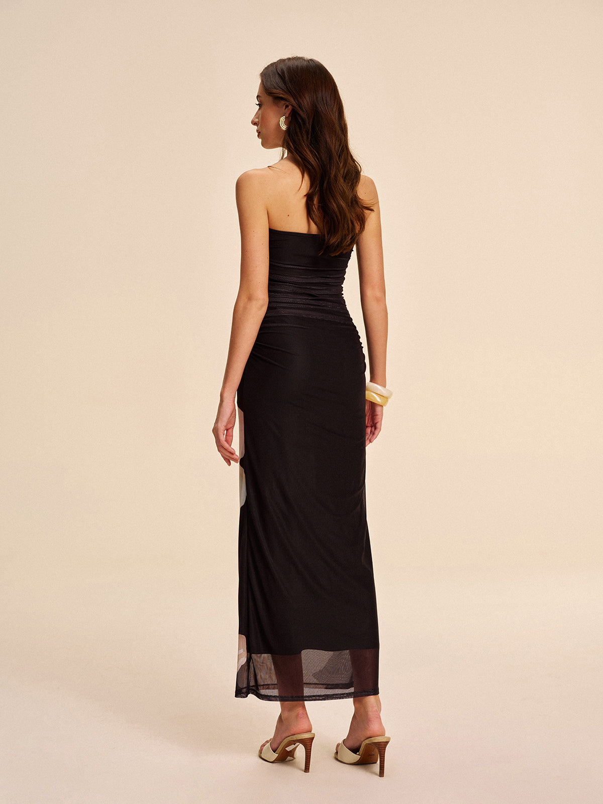 Sleeveless Gathered Floral Lace Dress