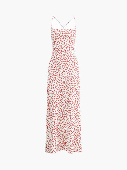 Chic Summer Floral Maxi Sundress with Cross Straps
