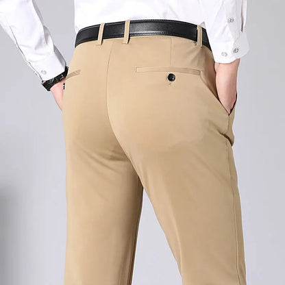 Stretch Men's Trousers - Nikolai-Khaki-S-Nora Luxe