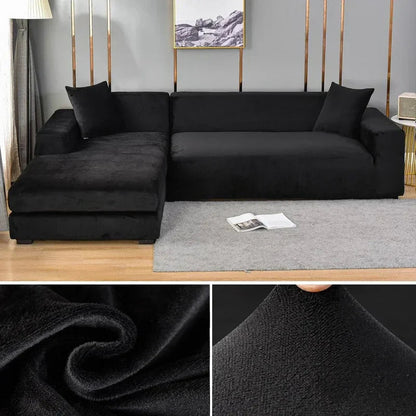 Stretch Velvet Sofa Cover with Luxury Finish - Sofina-Black-1 Zit (90-140CM)-The Livary