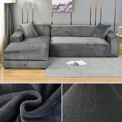 Stretch Velvet Sofa Cover with Luxury Finish - Sofina-Dark grey-1 Zit (90-140CM)-The Livary