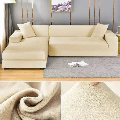 Stretch Velvet Sofa Cover with Luxury Finish - Sofina-Ivory-1 Zit (90-140CM)-The Livary