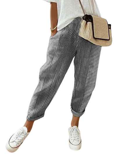 Classic Black and White Womens Pants - Pexav