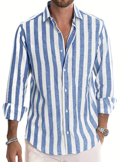 Striped Men's Shirt - Arden-Blue-S-Nora Luxe