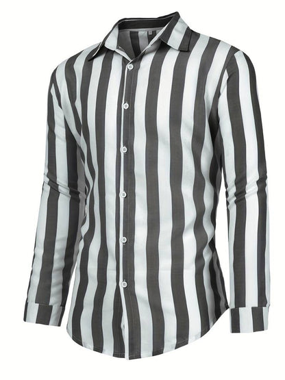 Striped Men's Shirt - Arden-Gray-S-Nora Luxe