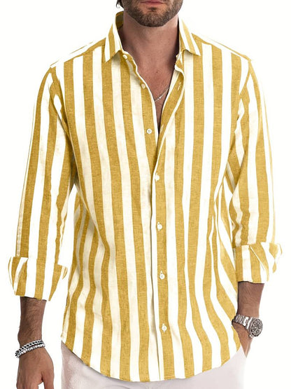 Striped Men's Shirt - Arden-Yellow-S-Nora Luxe