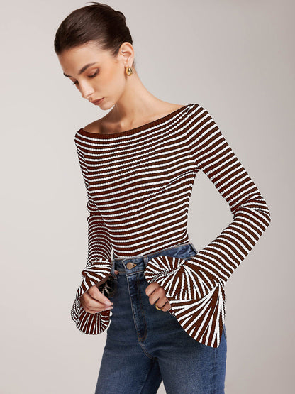 Colorful Bell Sleeve Knit Shirt