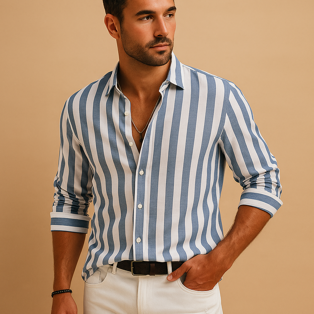 Classic Men's Vertical Stripe Shirt - Nocini