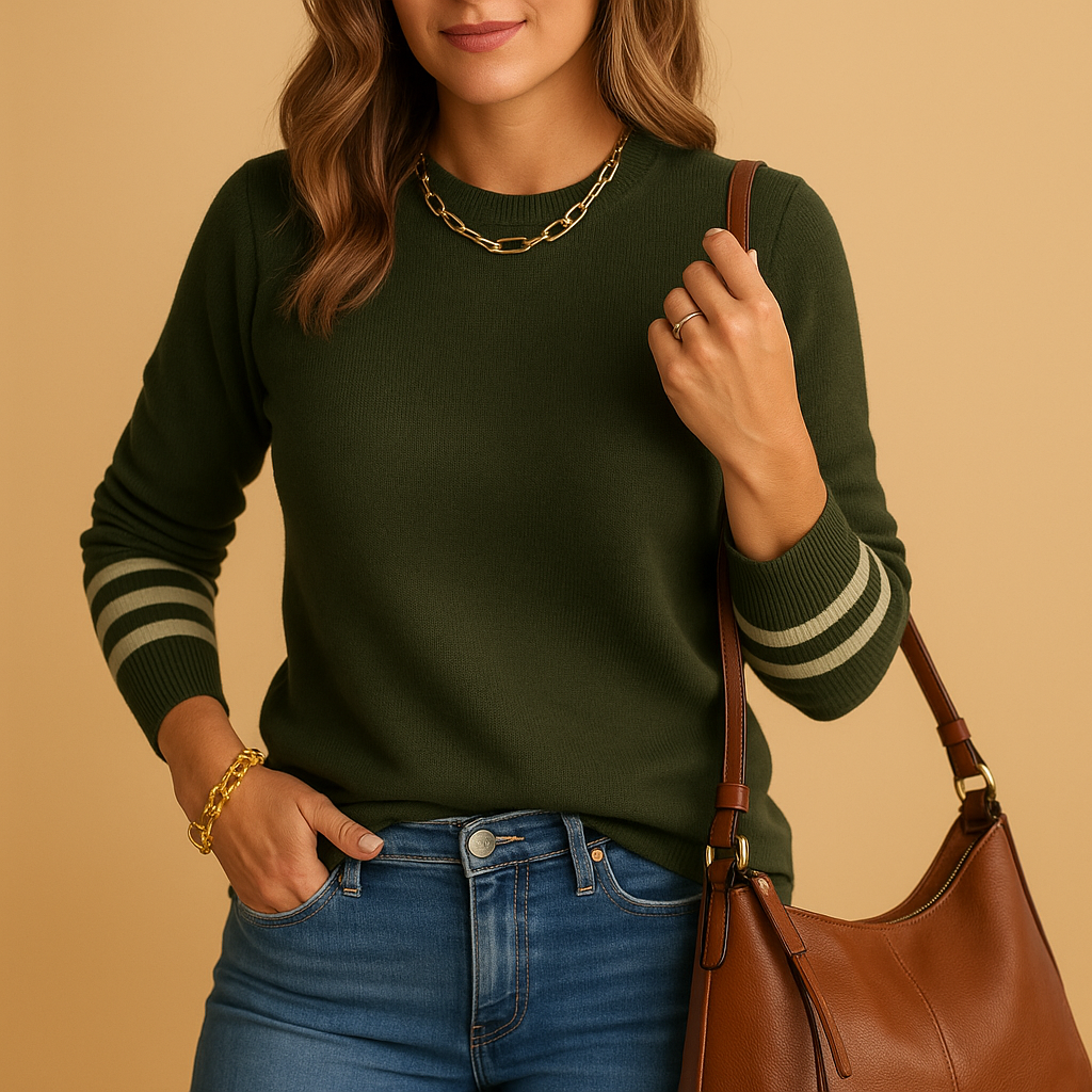 Women's Classic Patterned Crew Neck Sweater - Nocini