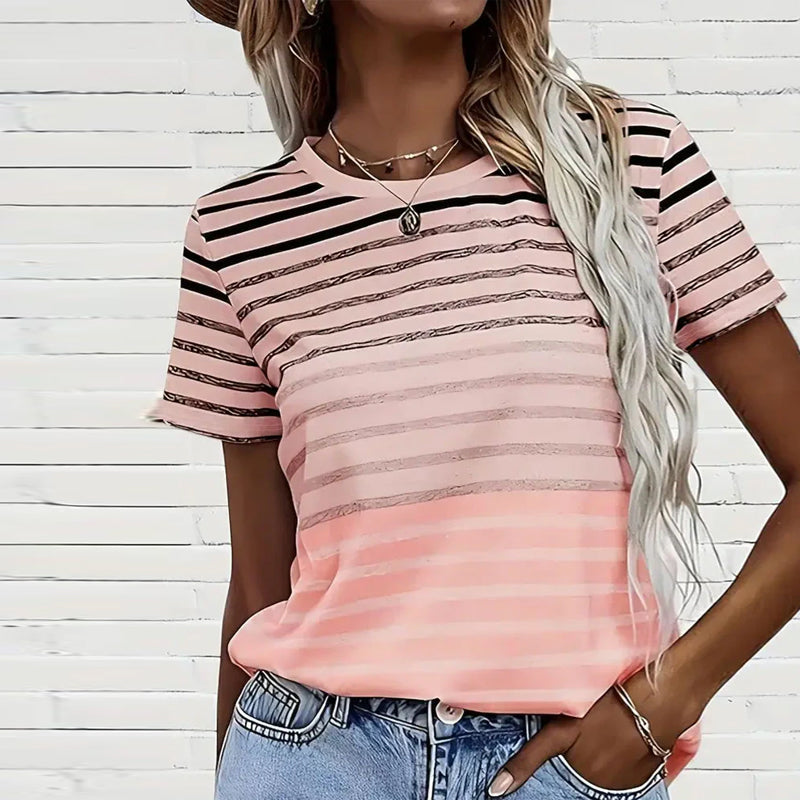 Colorful Ladies Round Neck Tee Shirt - Melia - Pexav