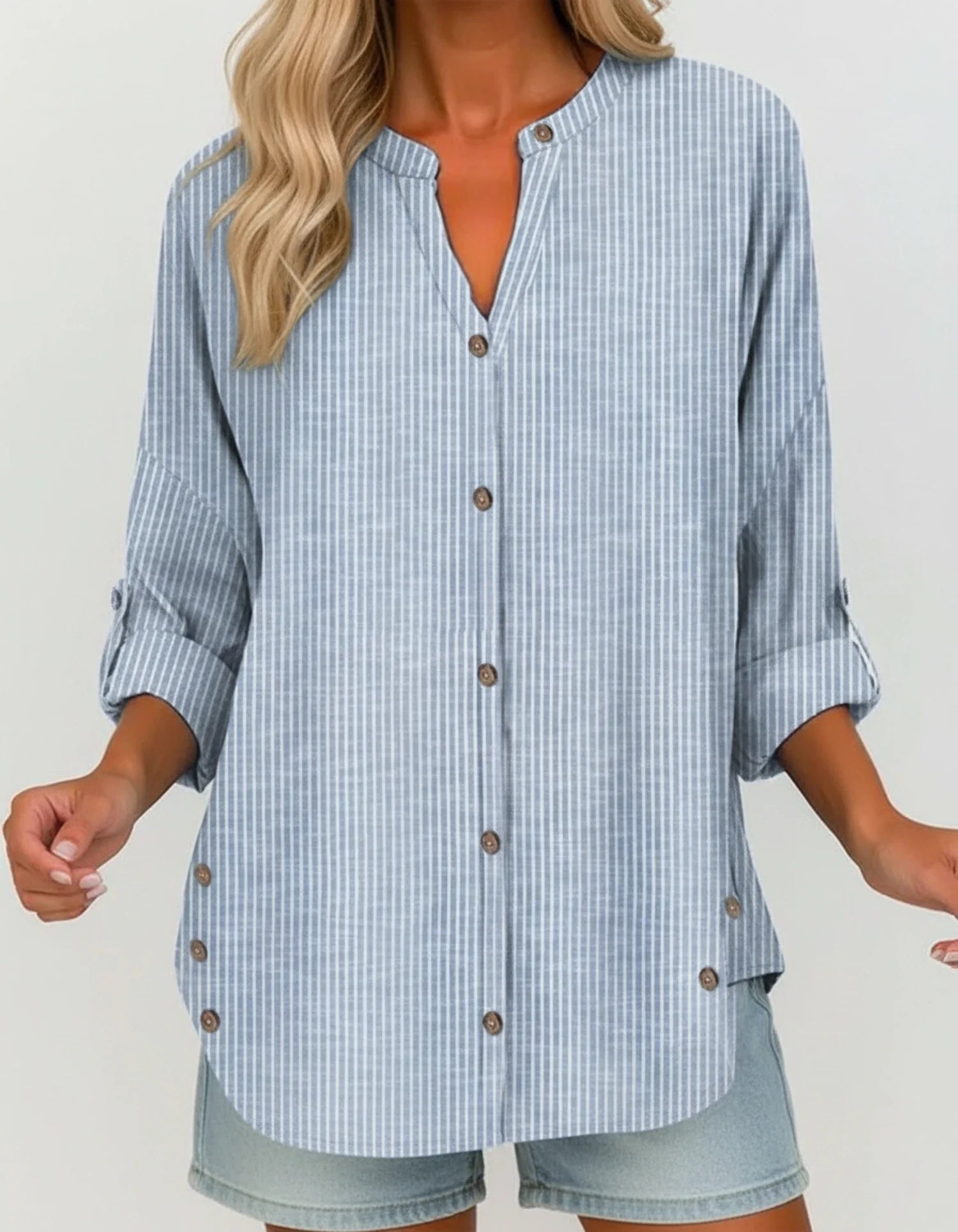Classic Feminine Stripe Shirt for Ladies - Olytrend