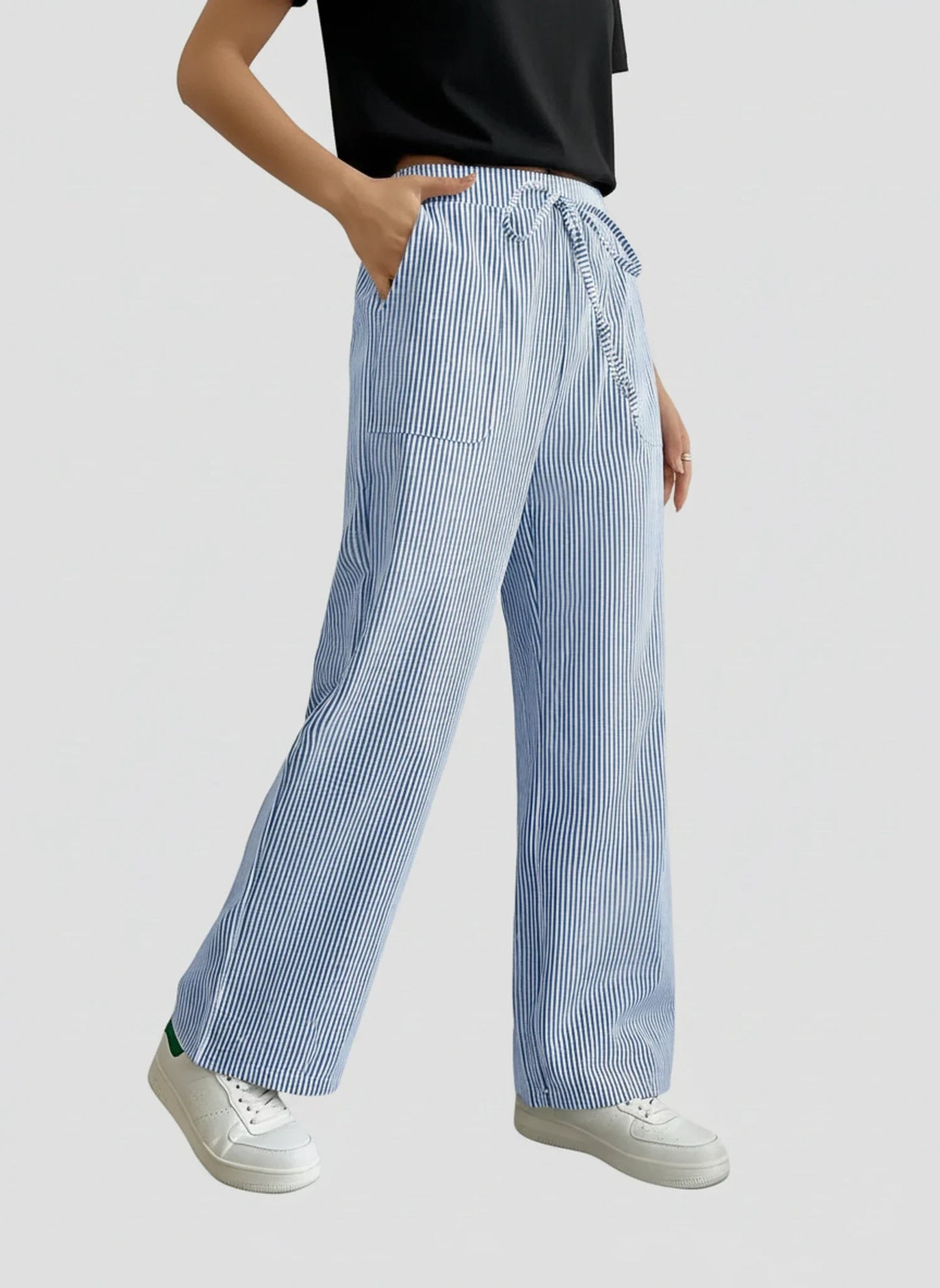 Comfortable Loose Fit Stripe Trousers for Women