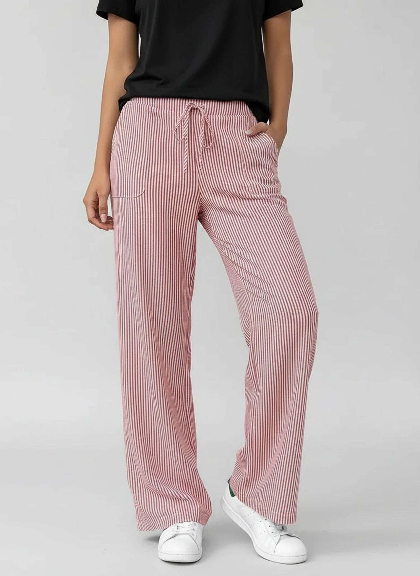 Comfortable Loose Fit Stripe Trousers for Women