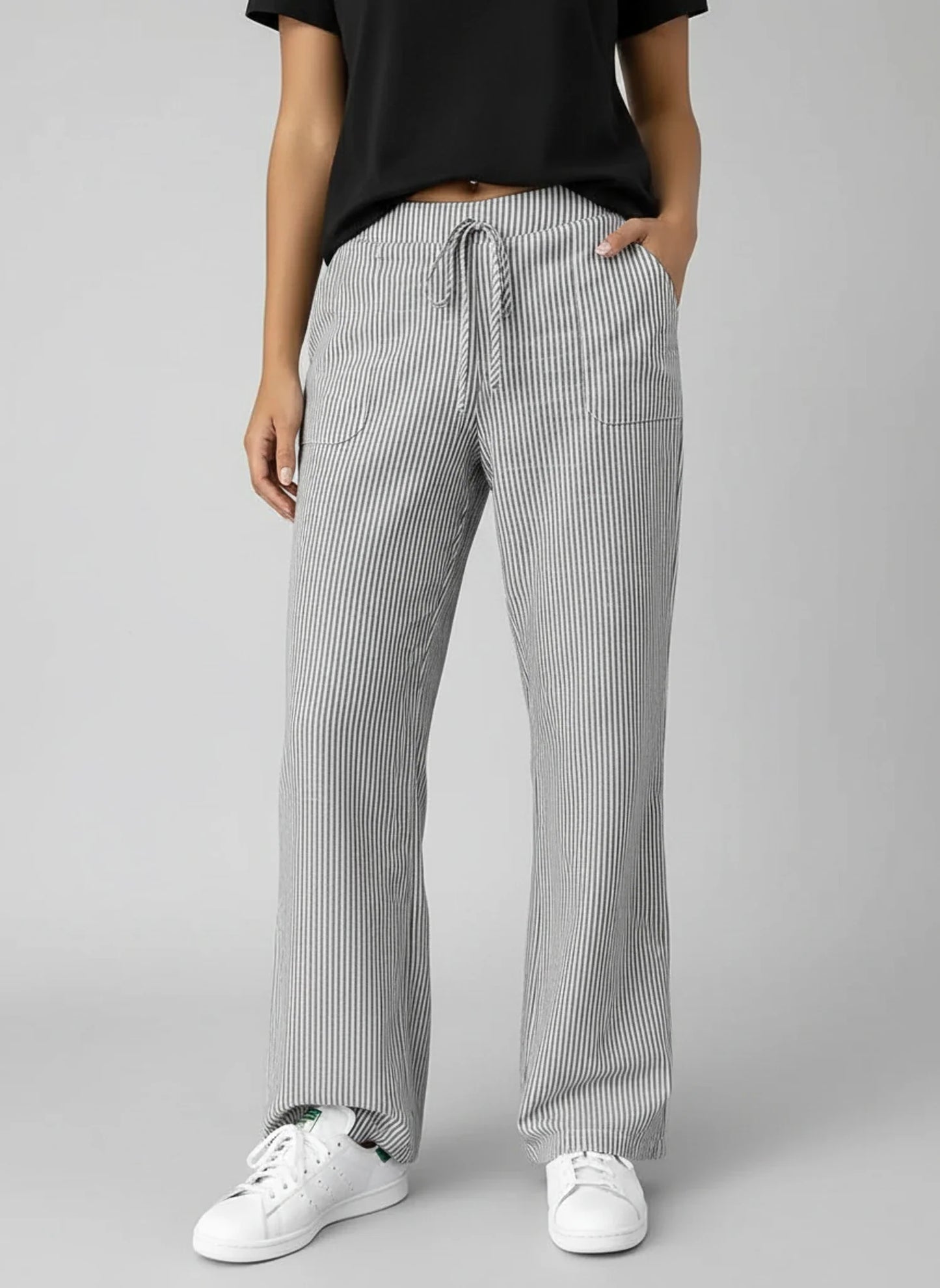 Comfortable Loose Fit Stripe Trousers for Women