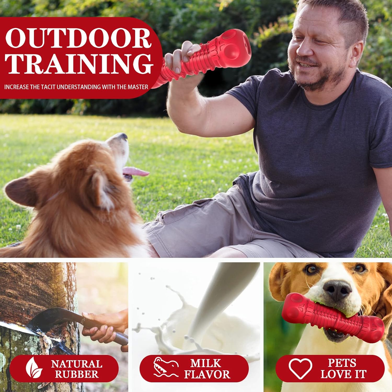 Strong Rubber Chew Toy for Dogs-Red-Nora Luxe