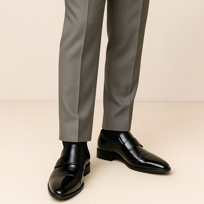 Classic Men's Black Leather Slip On Shoes