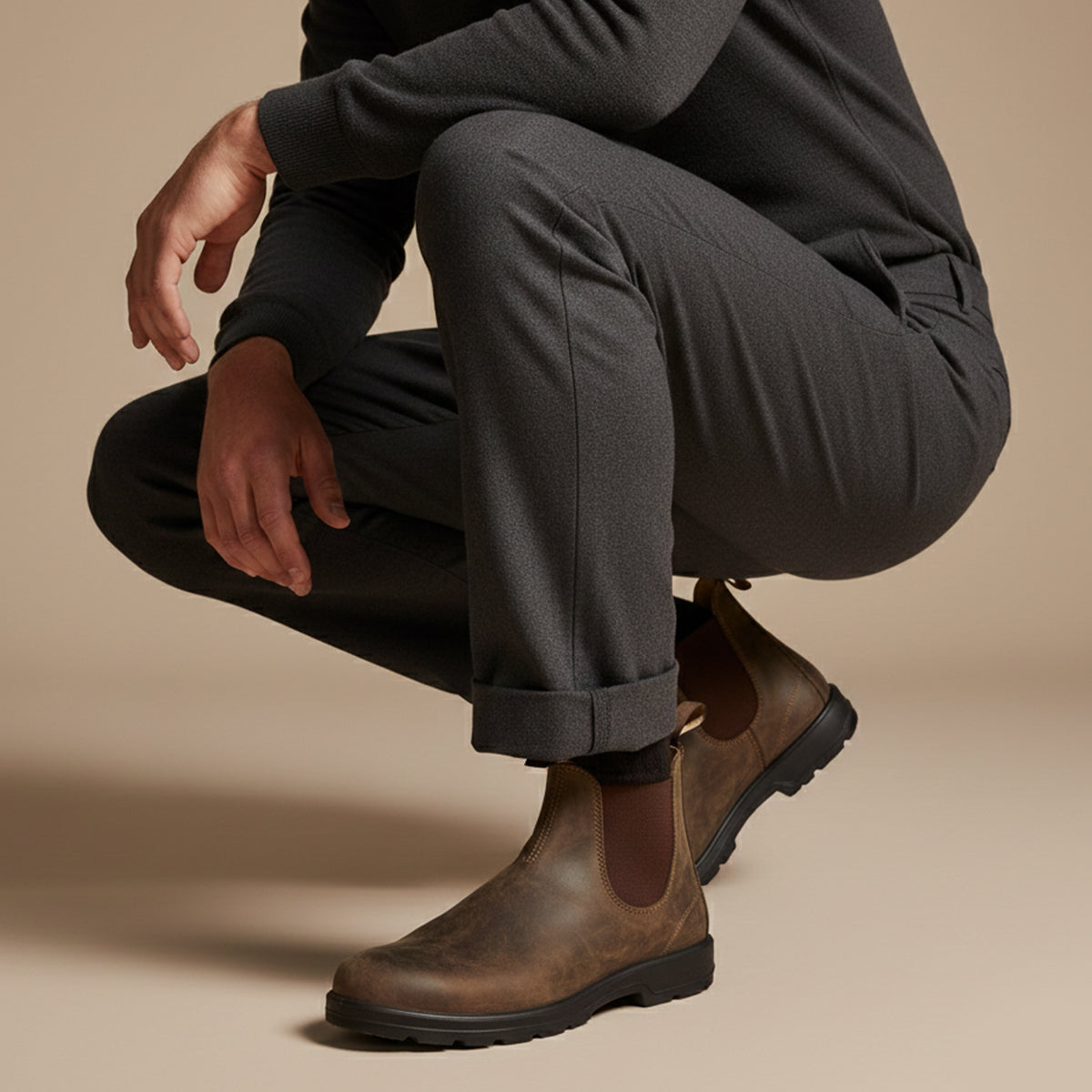 Classic Brown Leather Ankle Boots for Men