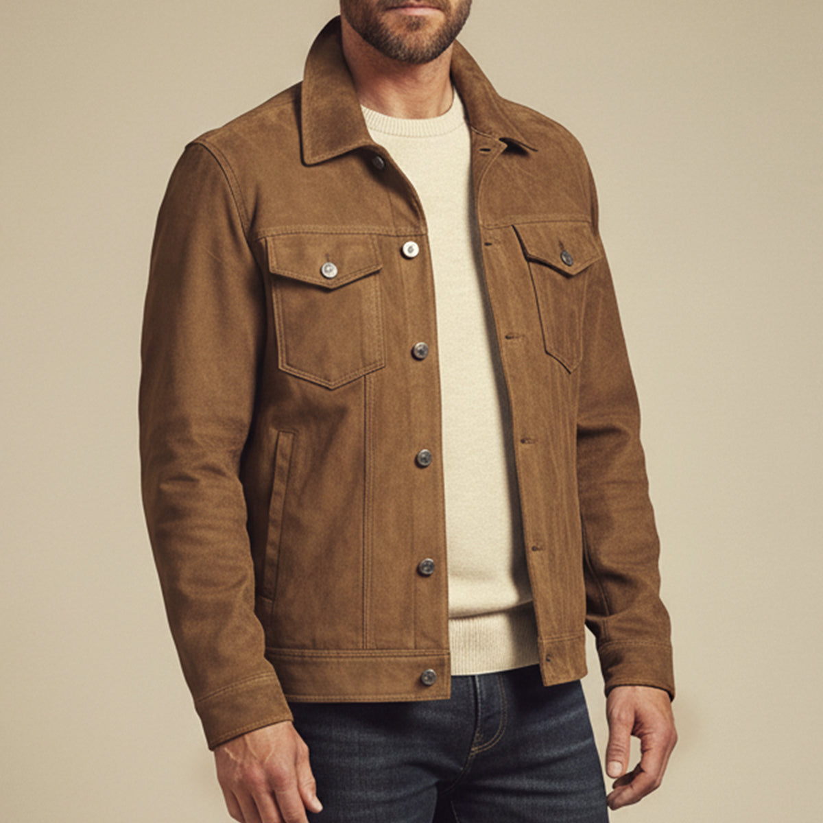 Classic Leather Cargo Coat for Men - Durable Everyday Wear