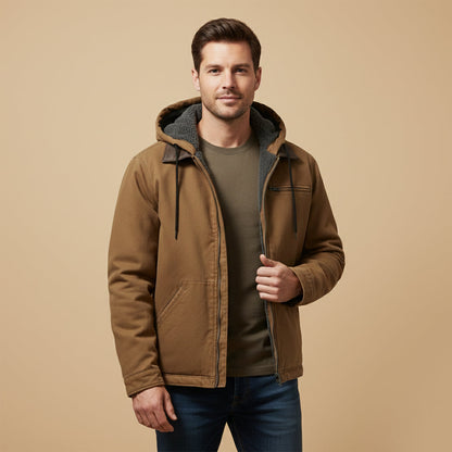 Thermal Men's Fleece Lined Hooded Winter Coat