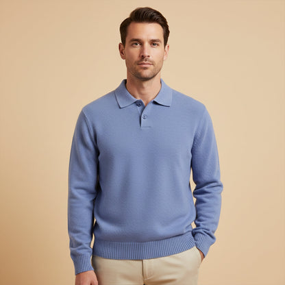 Luxury Men's Soft Knit Cashmere Polo Sweater