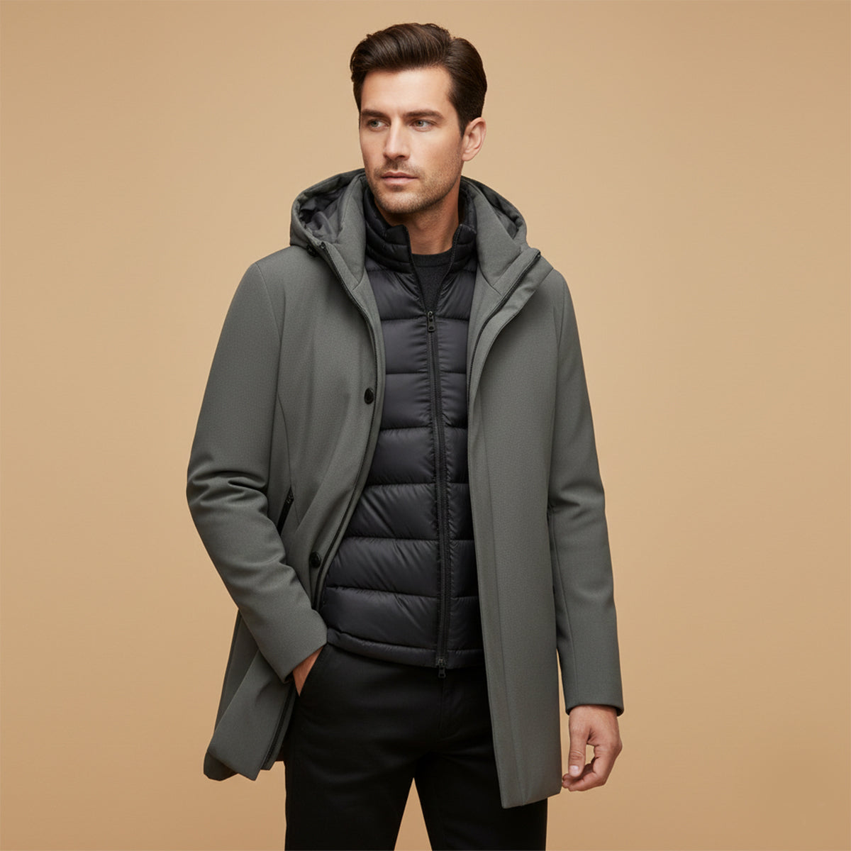Warm Waterproof Men's Winter Parka Coat with Hood