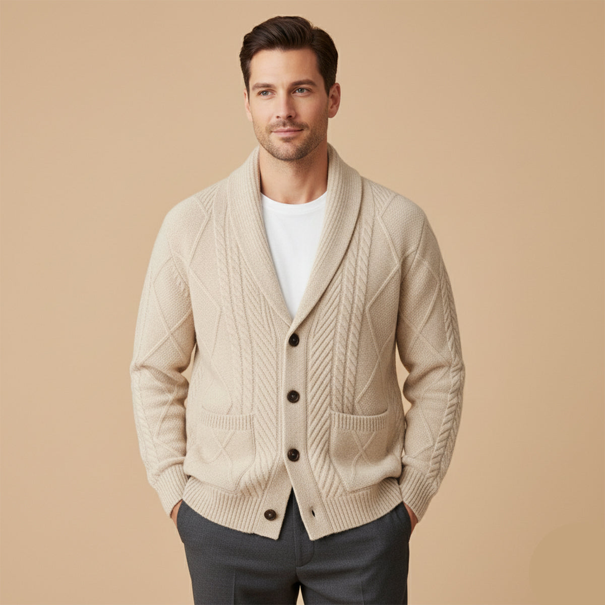 Premium Men's Soft Cashmere Button Sweater