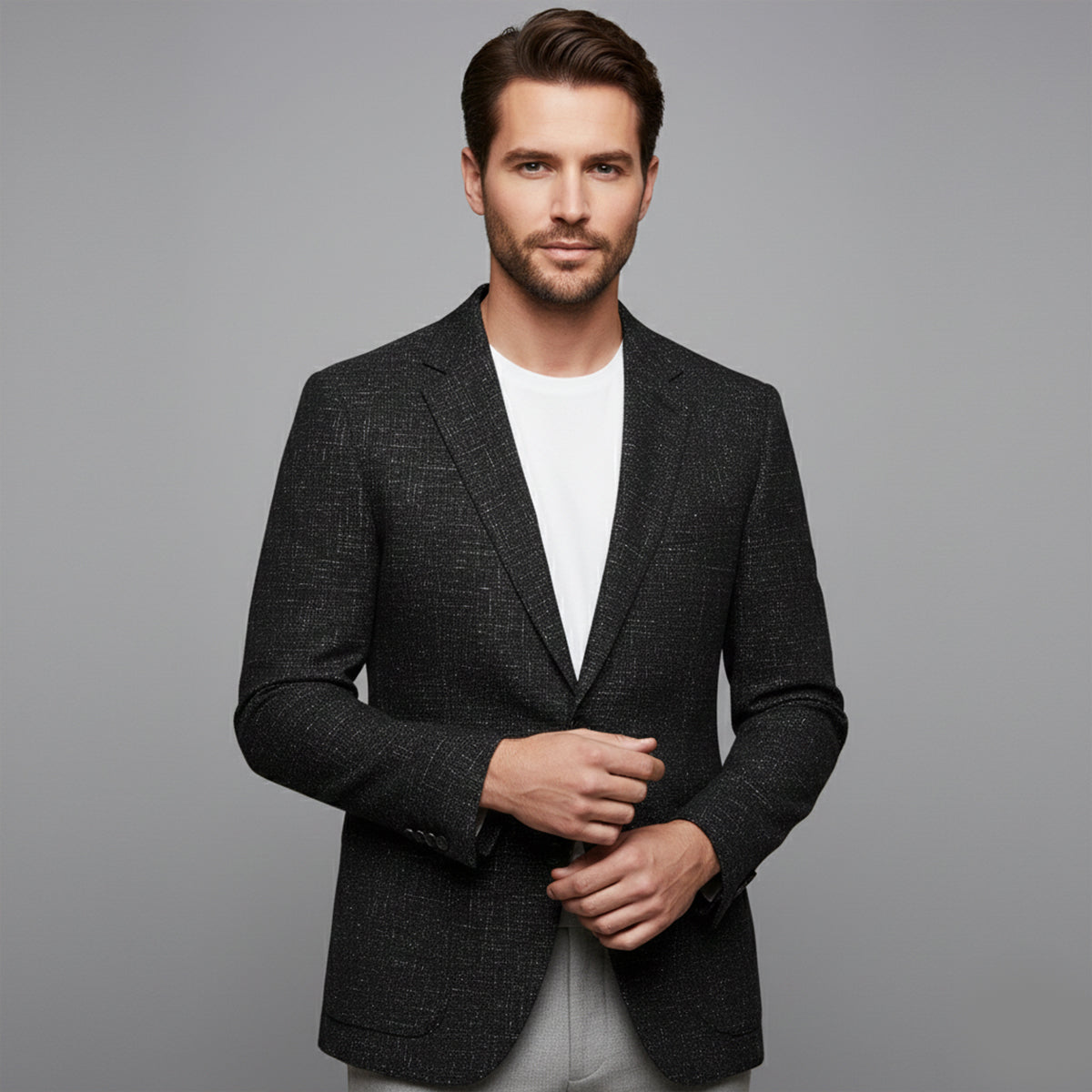 Classic Plaid Double Breasted Men's Blazer Jacket