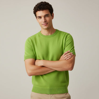 Luxury Men's Slim Fit Cashmere Short Sleeve Shirt