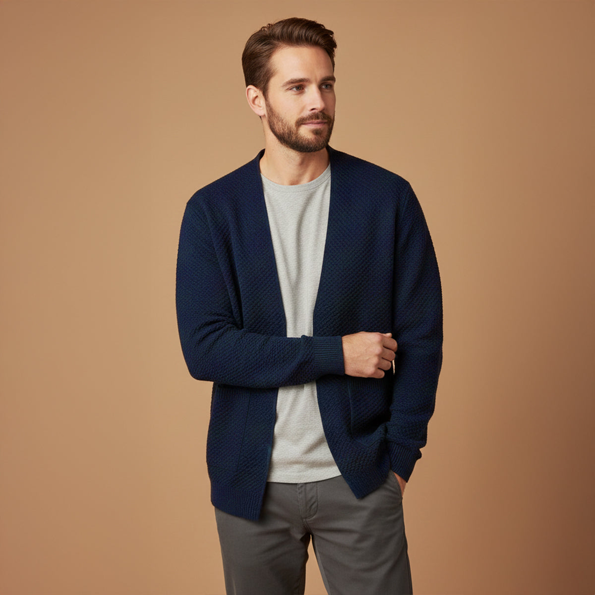 Cozy Men's Open Front Cardigan Sweater