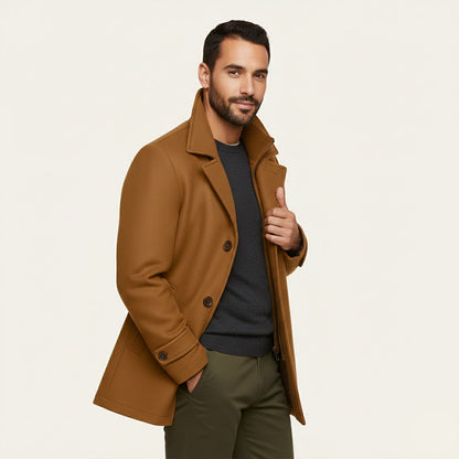 Waterproof Men's Long Coat with Adjustable Sleeves