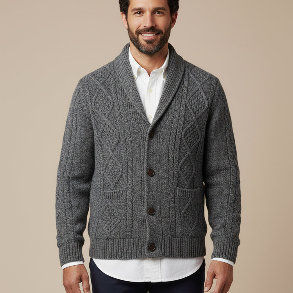 Luxurious Pure Cashmere Men's Cardigan Sweater