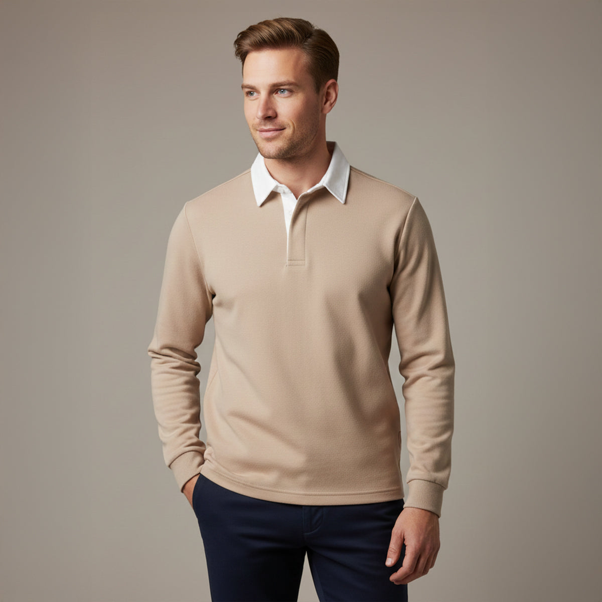 Traditional Fit Mens Long Sleeve Polo Shirt