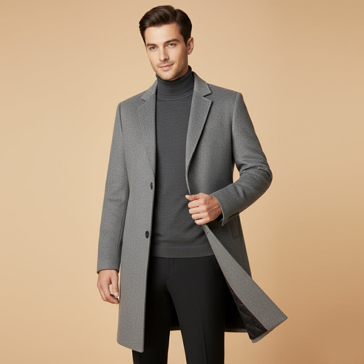 Classic Men's Long Wool Winter Coat