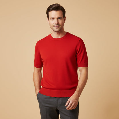 Luxury Men's Slim Fit Cashmere Short Sleeve Shirt